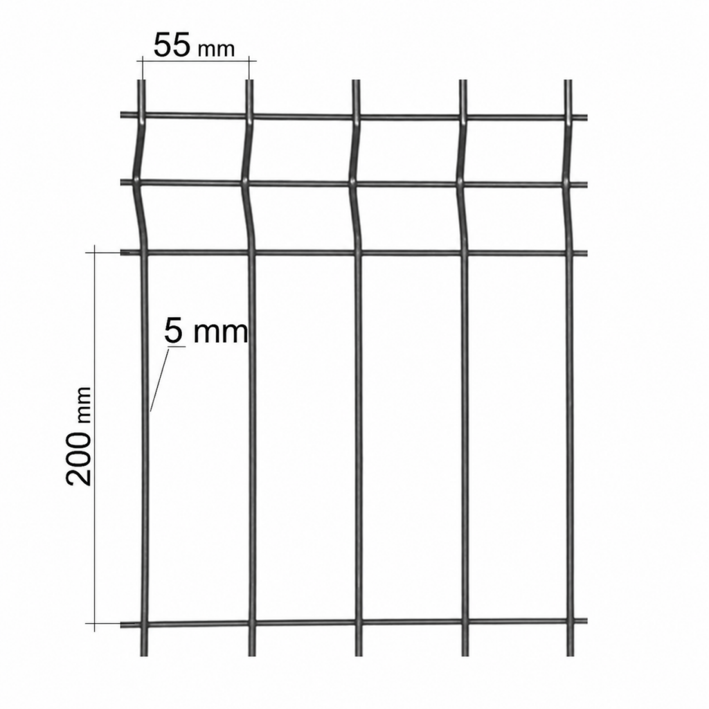 Doppelstabmatte 3D STRONG, Maschenweite 55 × 200 mm, Länge 2500 mm