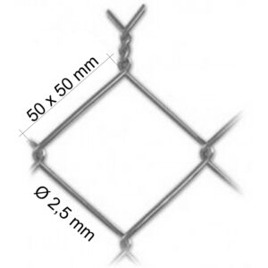 Vierkantgeflecht ZN STRONG, Maschenweite 50 × 50 mm